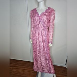 VTG "Alicia" Elegant Pink Lace Formal Dress Size 14